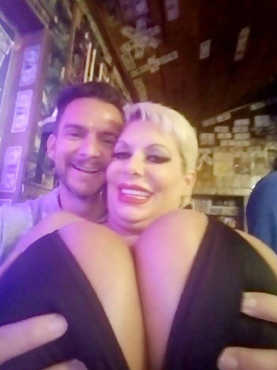 Lucky guy squeezing Claudia Marie's big tits
