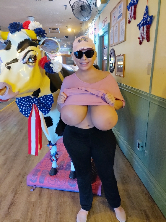 Huge saggy fake titties