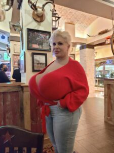 Huge Titty Claudia Marie At SaltGrass Steakhouse In Vegas