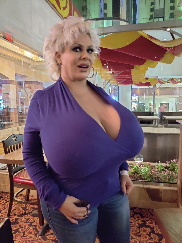 Huge fake tit whore Claudia Marie at The Golden Nugget Casino on Fremont Street in Las Vegas